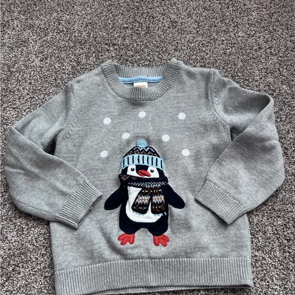 Gymboree Gray Sweater with Penguin Design